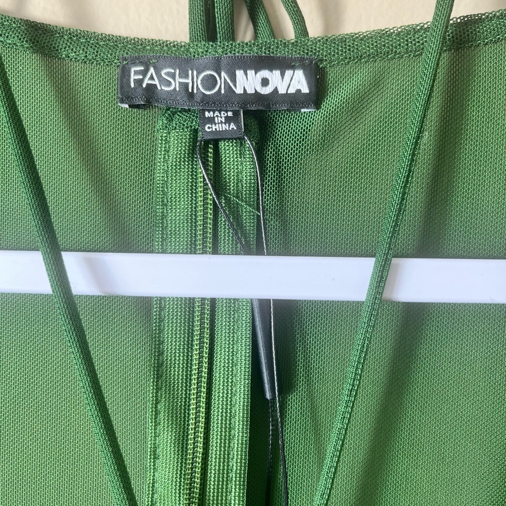 NWT Fashion Nova Melanie Mesh Corset Top Olive Green Size Medium Nightclub Y2K - Picture 4 of 9